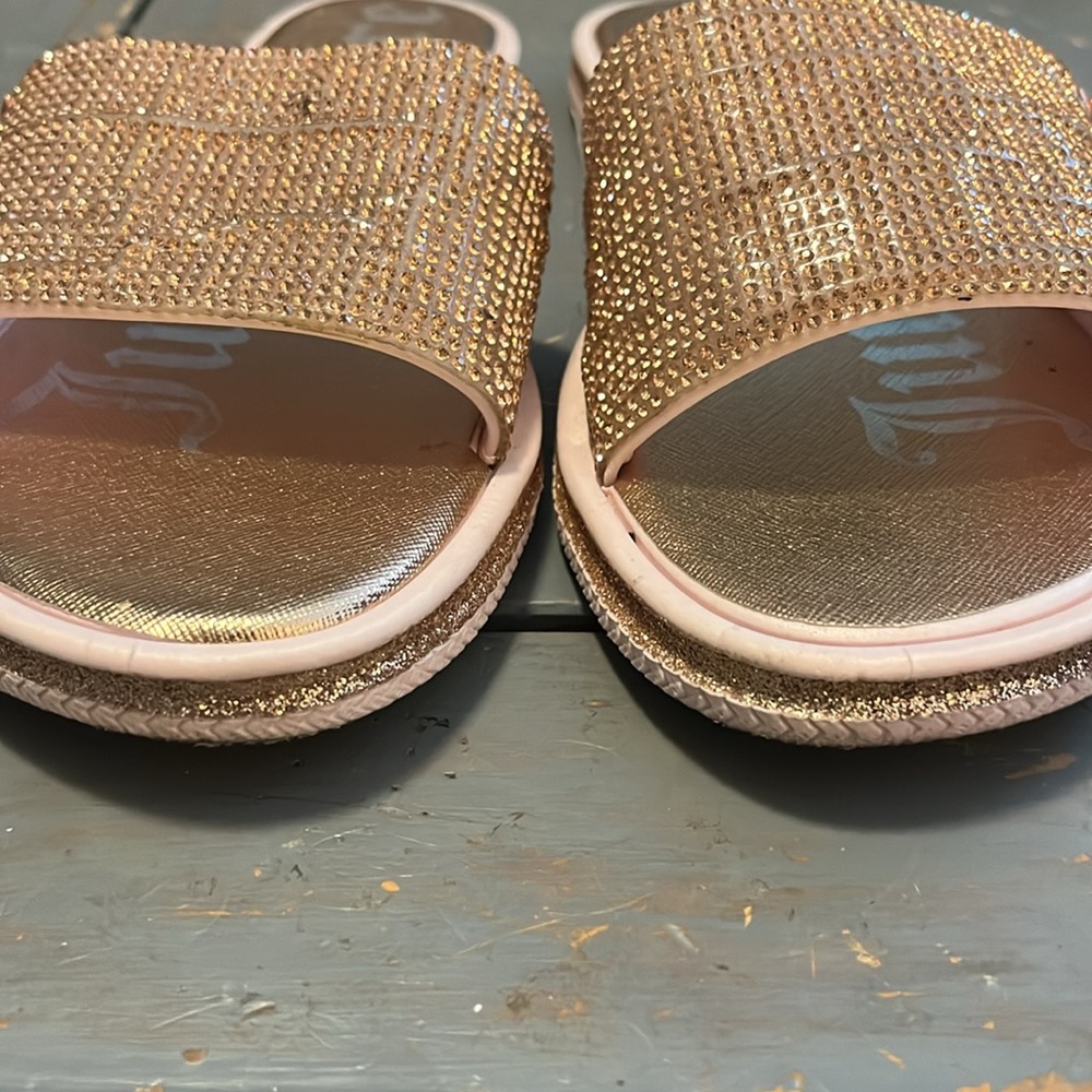 Juicy Couture Yippy Pink Rose Gold Embellished Slides 9 - Picture 2 of 7